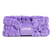 A soft, plush headband in a vibrant purple color, featuring a textured design and the brand name "GOPURE" displayed prominently on the front.